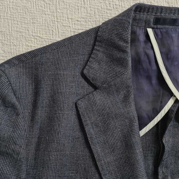M.J. Bale wool blazer / suit jacket, navy and charcoal checked / plaid, 42R - Picture 12 of 17